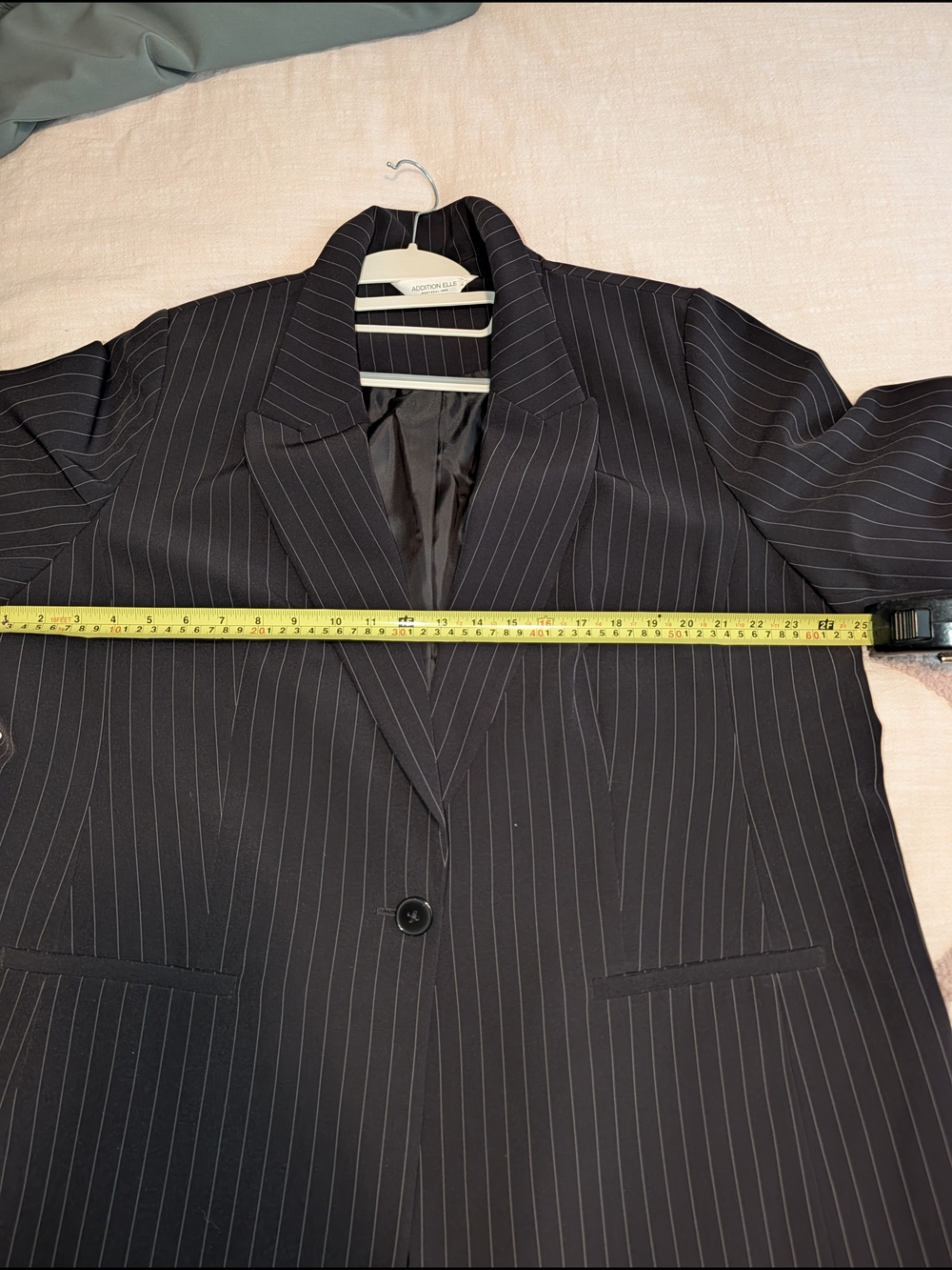 Black Pinstripe Single-Button Blazer - Picture 3 of 8